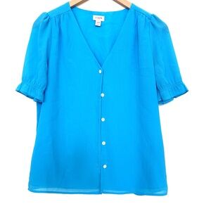 J. Crew Vibrant Blue V-Neck Blouse